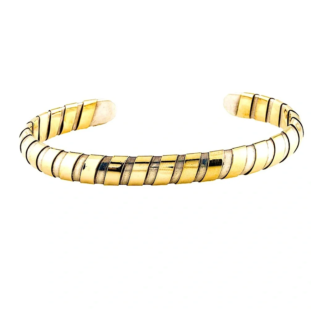 CARTIER VINTAGE & VERY RARE TUBOGAS 18K YELLOW GOLD & Sterling Cuff. 30 Grams - Picture 1 of 12